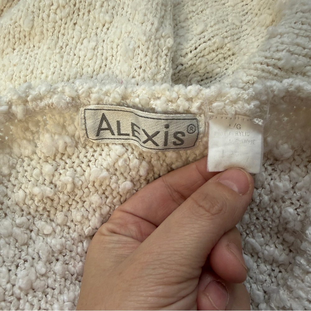 Vtg Alexis Womens Floral Chunky Knit Sweater Large Pearls Grannycore Cottagecore - Picture 2 of 10
